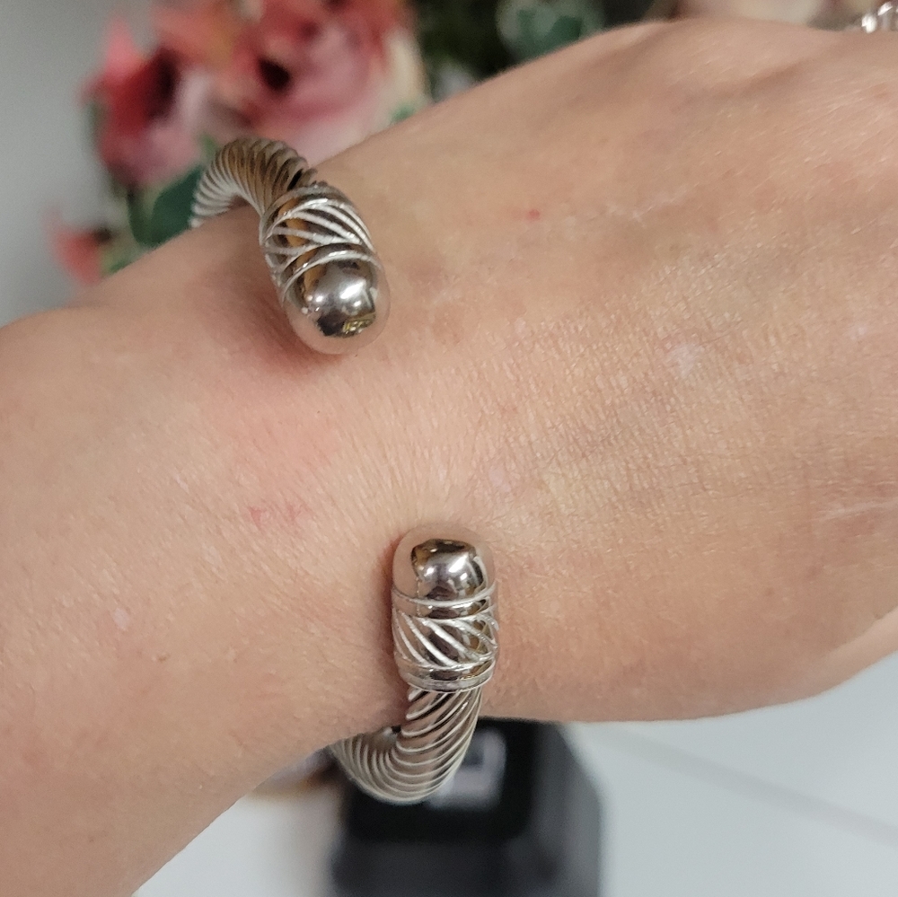 SILVER ROPE BANGLE CUFF BRACELET 😍 Stainless Steel Hypoallergenic